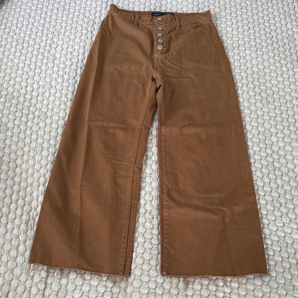 Veronica Beard Tan Button-Fly Trousers - New without tags. 100% cotton